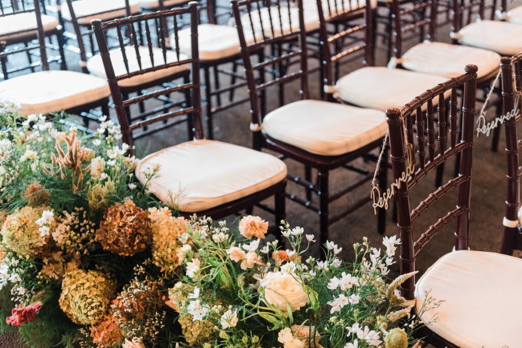 aisle meadow, repurposing wedding ceremony flowers