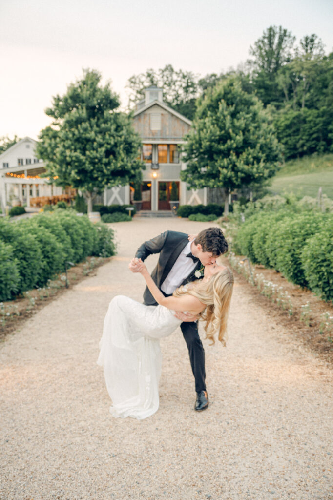 Wedding portrait, hydrangea path