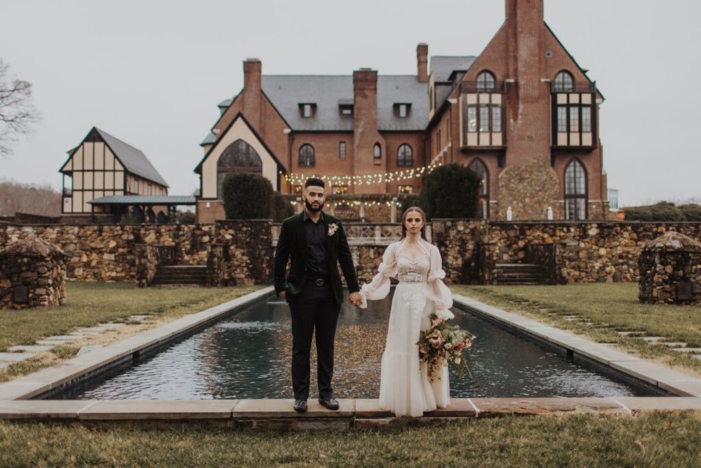 Wedding ceremony, reflection pool wedding