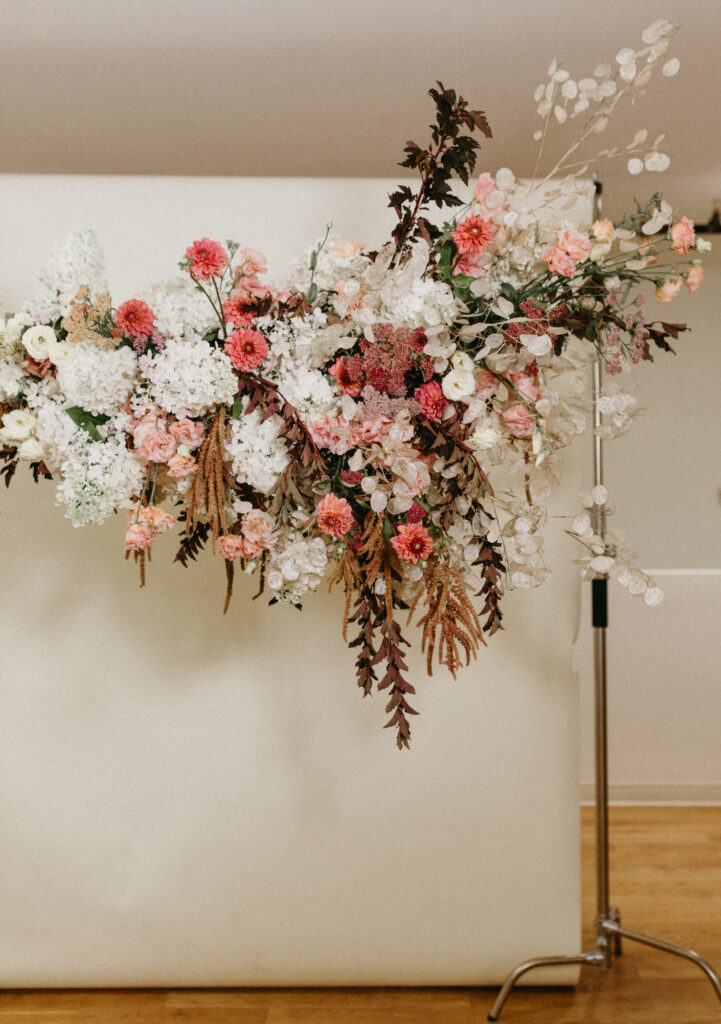 hanging floral installation, Richmond VA wedding florist, 